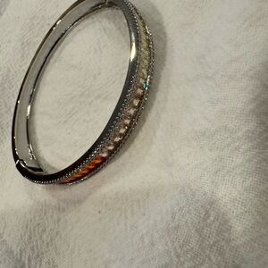 Silver Tone Multi-Color Crystal Bangle Bracelet - Women Jewelry